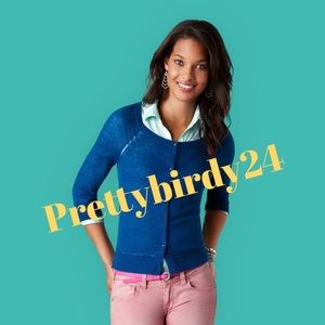 Y2K AEO Royal Blue Jewel Crystal Button Cardigan